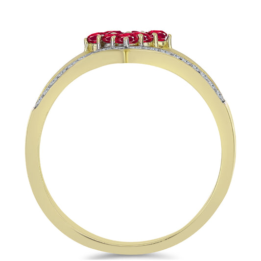 Arannyal Bevont Ezüst Gyűrű Madagaszkári Rubinnal és Fehér Topázzal