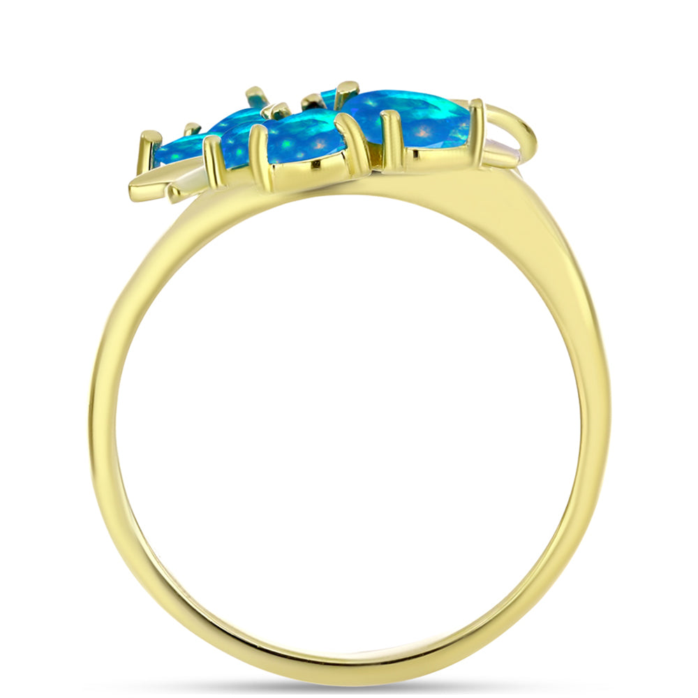 Arannyal Bevont Ezüst Gyűrű Etiópiai Paradicsomi Opállal és Fehér Topázzal 2 