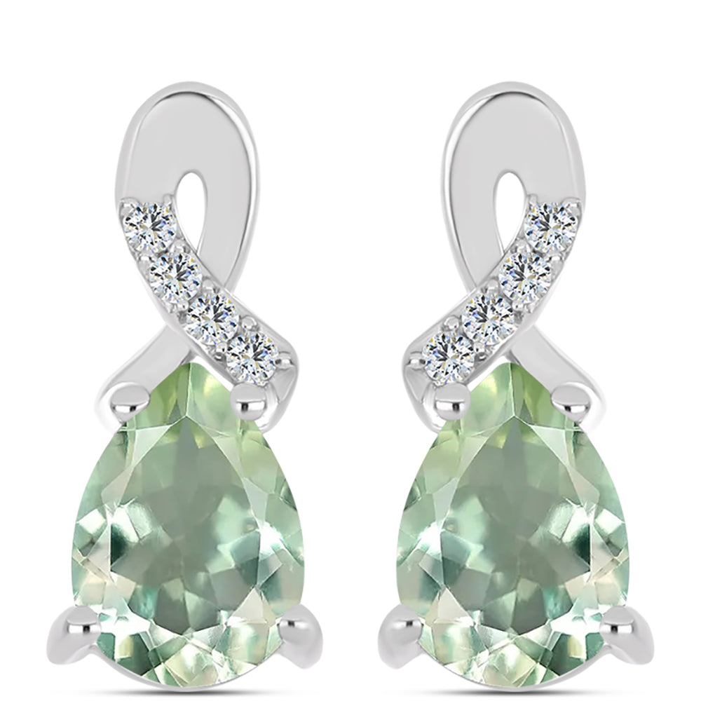 Ezüst Fülbevaló Zöld Ametiszttel és Fehér Topázzal 1 