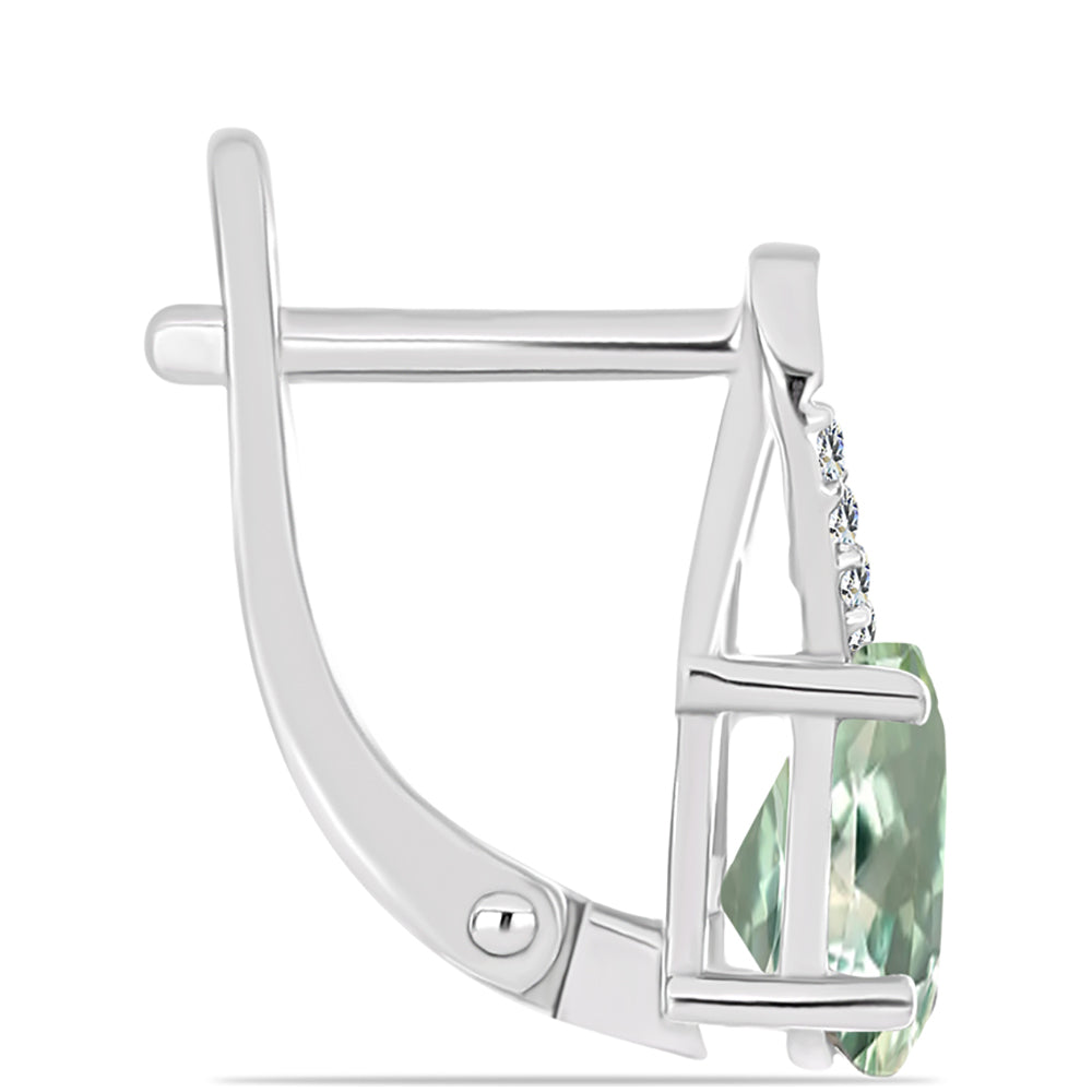 Ezüst Fülbevaló Zöld Ametiszttel és Fehér Topázzal