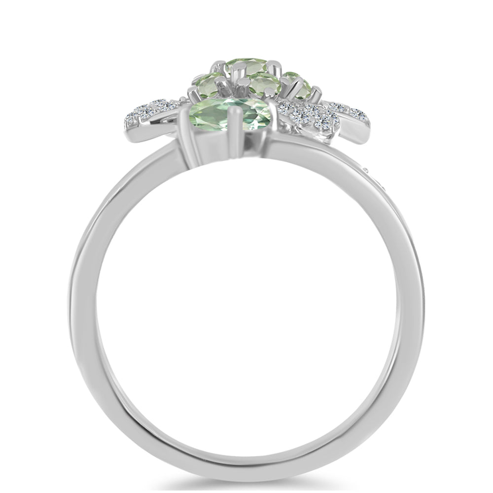 Ezüst Gyűrű Zöld Ametiszttel és Fehér Topázzal