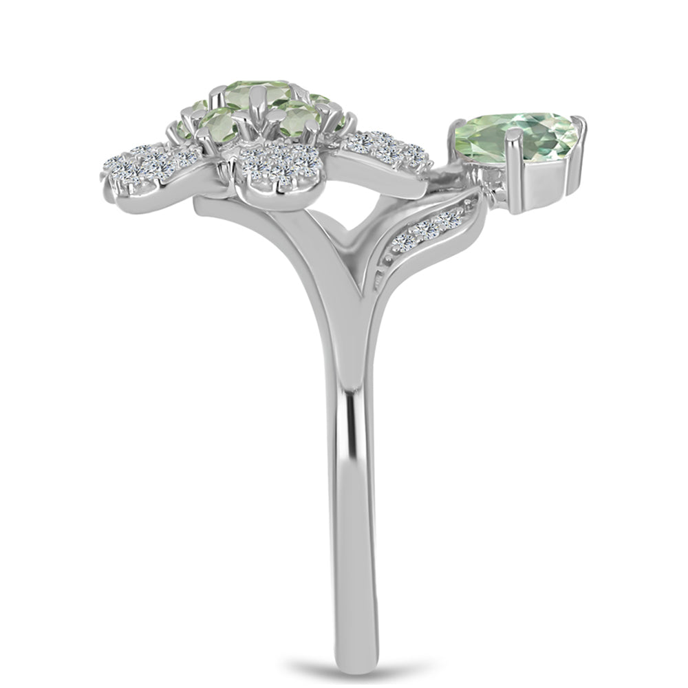 Ezüst Gyűrű Zöld Ametiszttel és Fehér Topázzal 4 