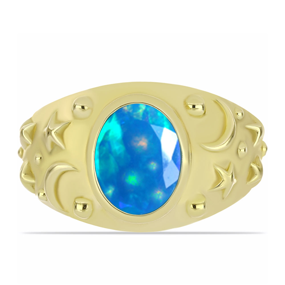 Arannyal Bevont Ezüst Gyűrű Etiópiai Paradicsomi Opállal