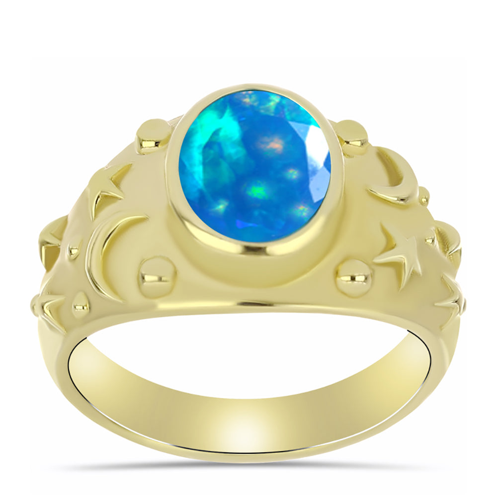 Arannyal Bevont Ezüst Gyűrű Etiópiai Paradicsomi Opállal 3 