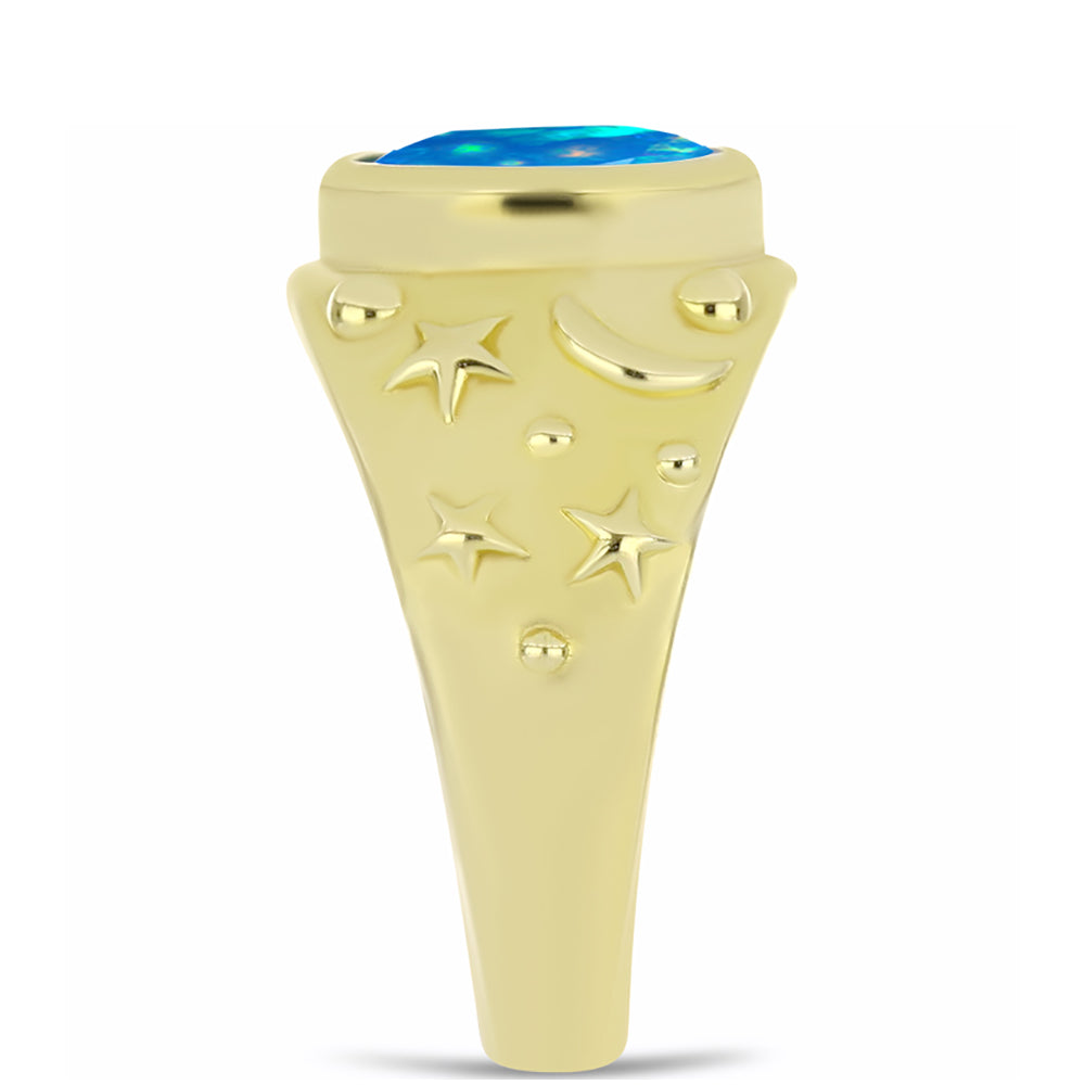 Arannyal Bevont Ezüst Gyűrű Etiópiai Paradicsomi Opállal