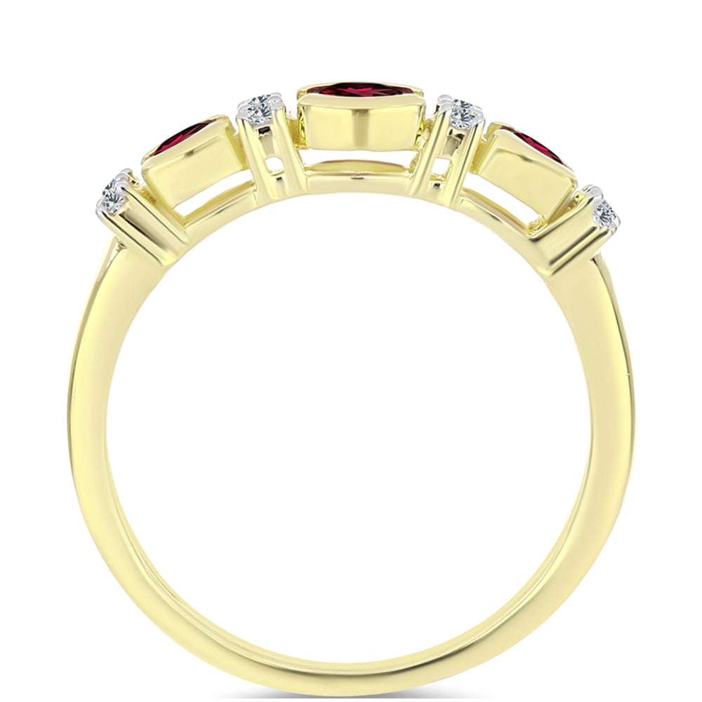 Arannyal Bevont Ezüst Gyűrű Rhodolit Gránáttal és Fehér Topázzal 3 