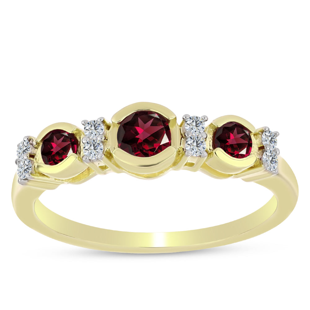 Arannyal Bevont Ezüst Gyűrű Rhodolit Gránáttal és Fehér Topázzal