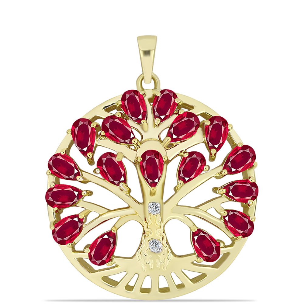 Arannyal Bevont Ezüst Medál Madagaszkári Rubinnal és Fehér Topázzal