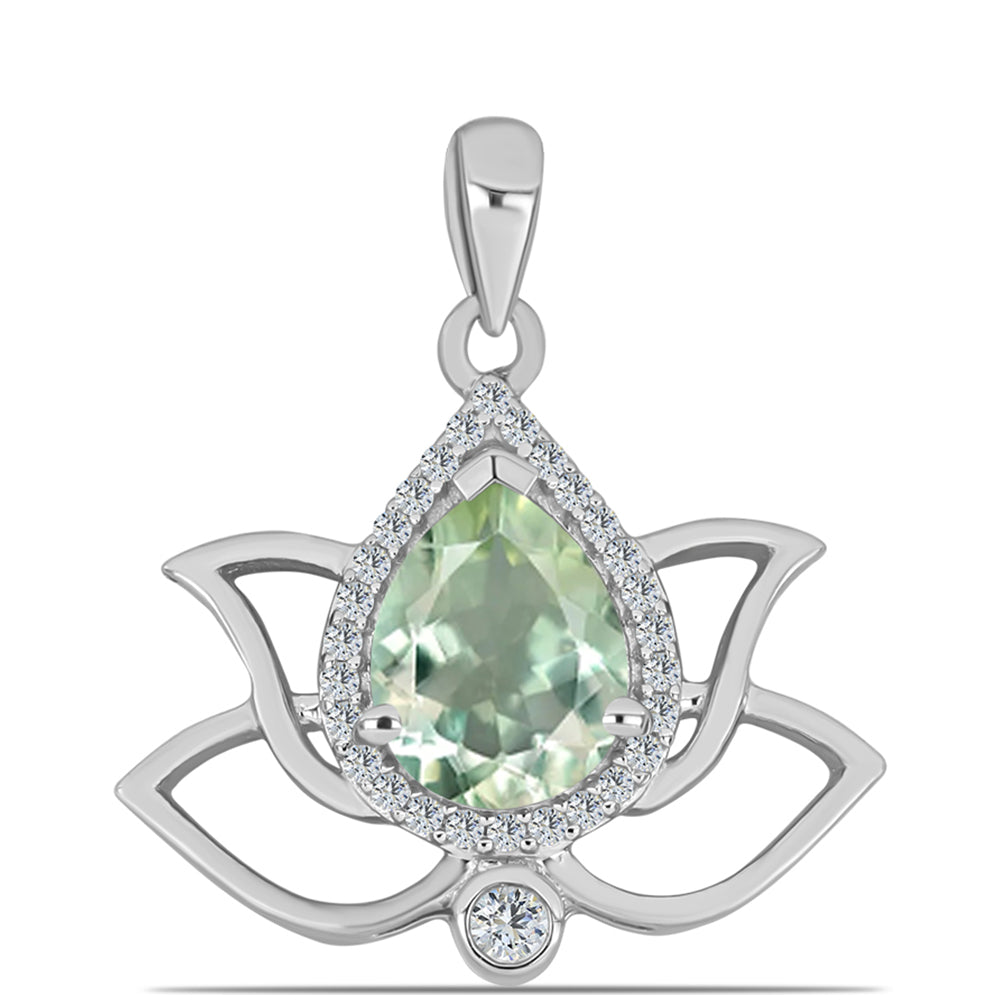 Ezüst Medál Zöld Ametiszttel és Fehér Topázzal