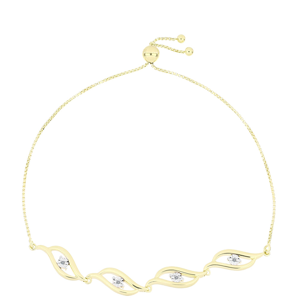 Arannyal Bevont Ezüst Karkötő Fehér Gyémánttal 1 