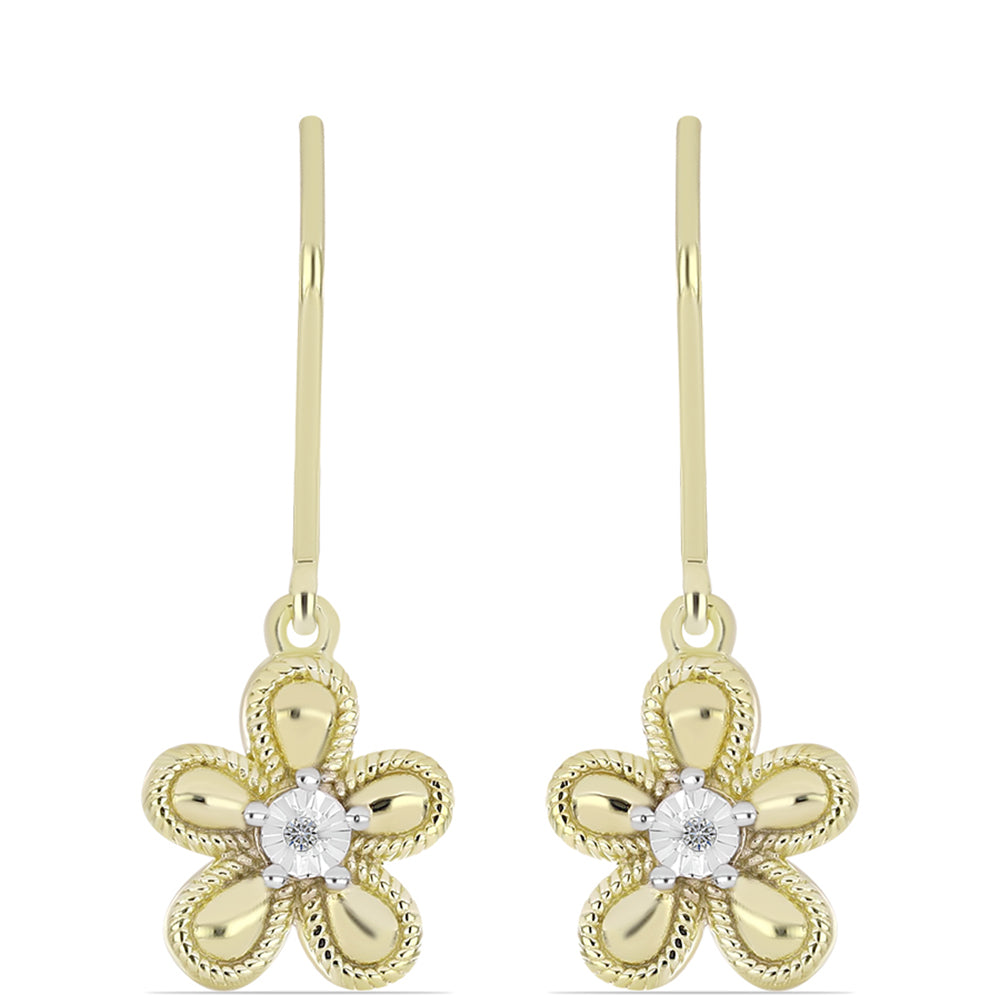 Arannyal Bevont Ezüst Fülbevaló Fehér Gyémánttal 1 