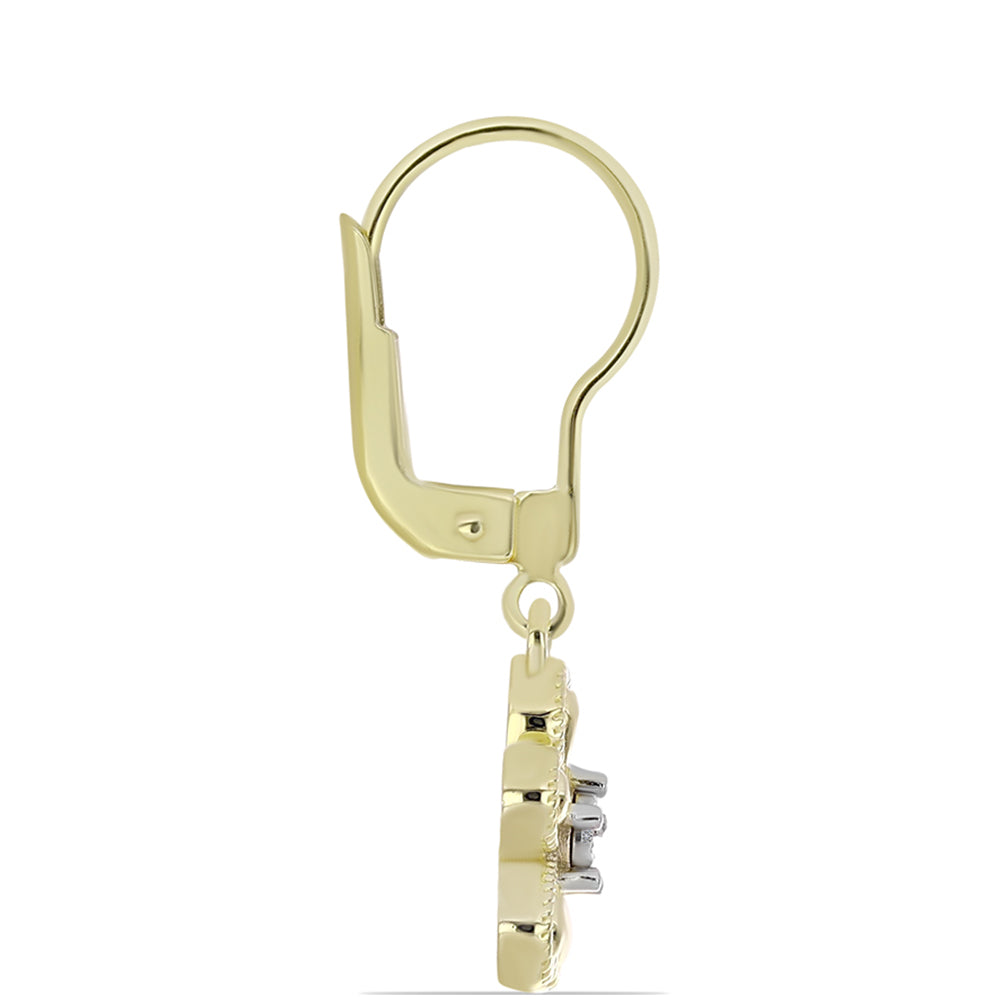 Arannyal Bevont Ezüst Fülbevaló Fehér Gyémánttal