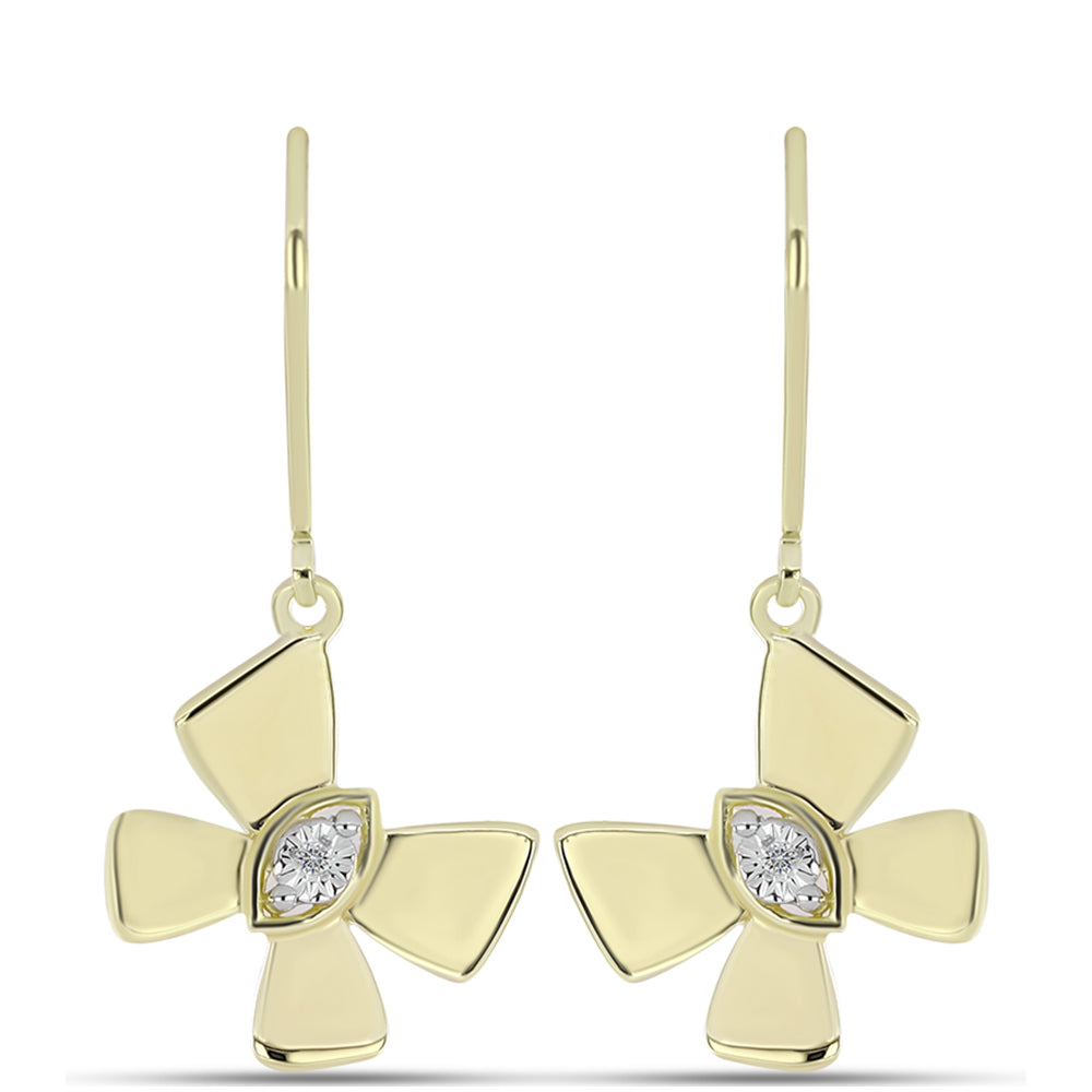 Arannyal Bevont Ezüst Fülbevaló Fehér Gyémánttal 1 