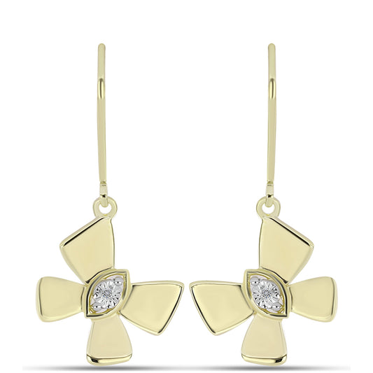 Arannyal Bevont Ezüst Fülbevaló Fehér Gyémánttal