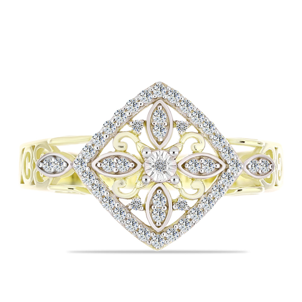 Arannyal Bevont Ezüst Gyűrű Fehér Gyémánttal és Fehér Topázzal 1 