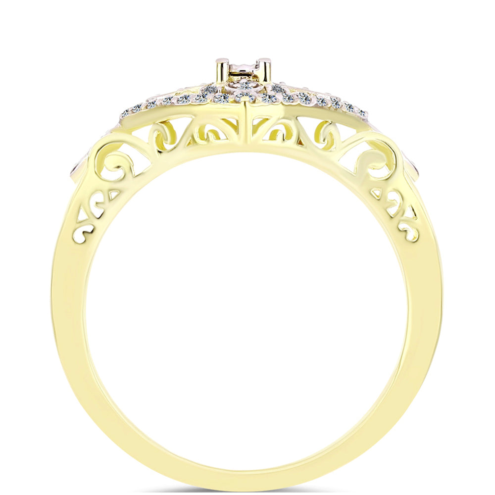 Arannyal Bevont Ezüst Gyűrű Fehér Gyémánttal és Fehér Topázzal