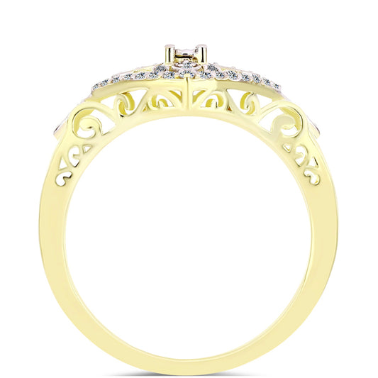 Arannyal Bevont Ezüst Gyűrű Fehér Gyémánttal és Fehér Topázzal