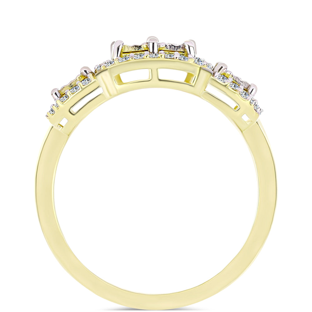 Arannyal Bevont Ezüst Gyűrű Fehér Gyémánttal és Fehér Topázzal 2 