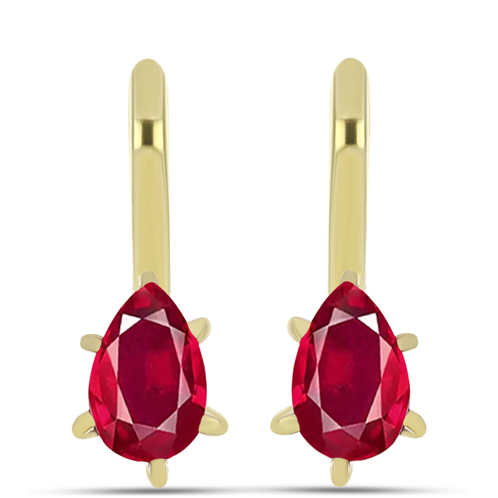 Arannyal Bevont Ezüst Fülbevaló Madagaszkári Rubinnal