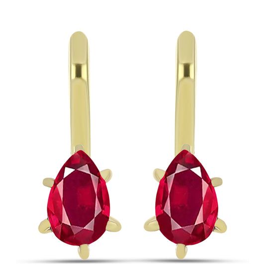 Arannyal Bevont Ezüst Fülbevaló Madagaszkári Rubinnal