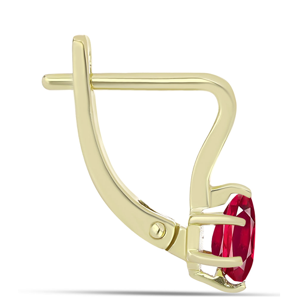 Arannyal Bevont Ezüst Fülbevaló Madagaszkári Rubinnal 2 