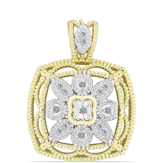 Arannyal Bevont Ezüst Medál Fehér Gyémánttal és Fehér Topázzal