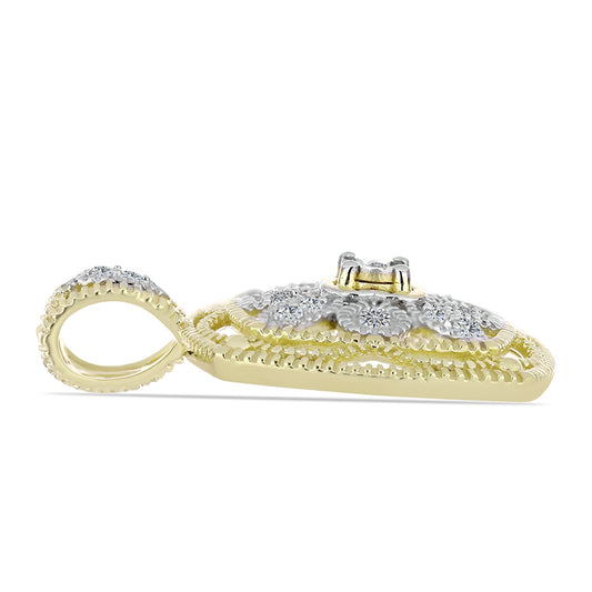 Arannyal Bevont Ezüst Medál Fehér Gyémánttal és Fehér Topázzal