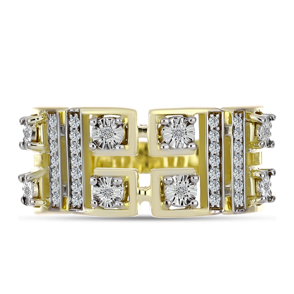 Arannyal Bevont Ezüst Gyűrű Fehér Gyémánttal és Fehér Topázzal