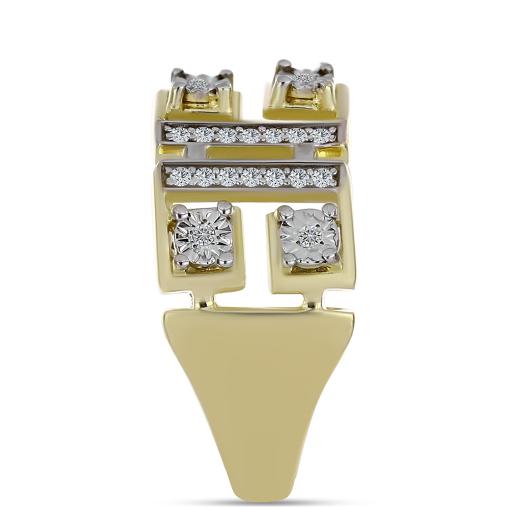 Arannyal Bevont Ezüst Gyűrű Fehér Gyémánttal és Fehér Topázzal