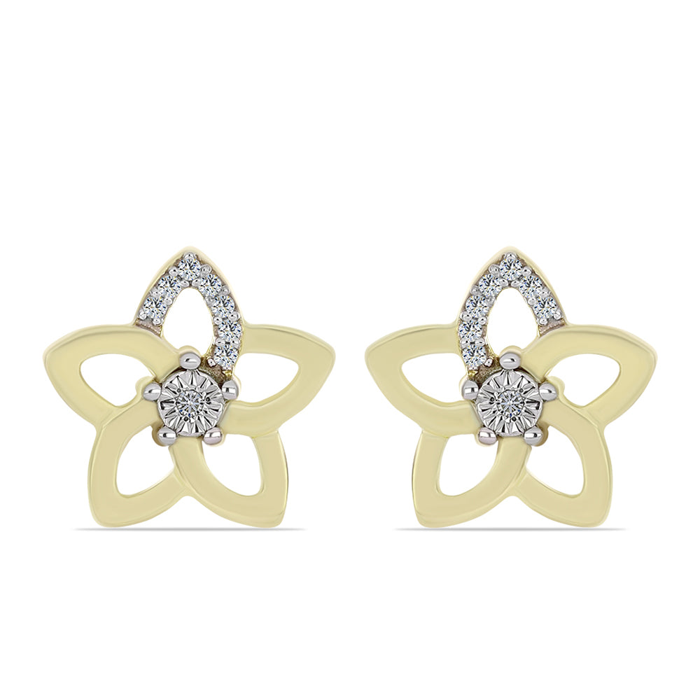 Arannyal Bevont Ezüst Fülbevaló Fehér Gyémánttal és Fehér Topázzal 1 