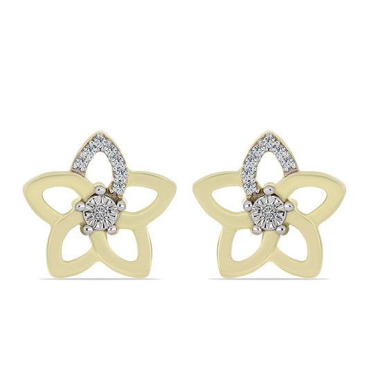 Arannyal Bevont Ezüst Fülbevaló Fehér Gyémánttal és Fehér Topázzal