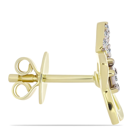 Arannyal Bevont Ezüst Fülbevaló Fehér Gyémánttal és Fehér Topázzal