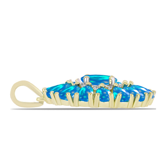 Arannyal Bevont Ezüst Medál Etiópiai Paradicsomi Opállal és Fehér Topázzal