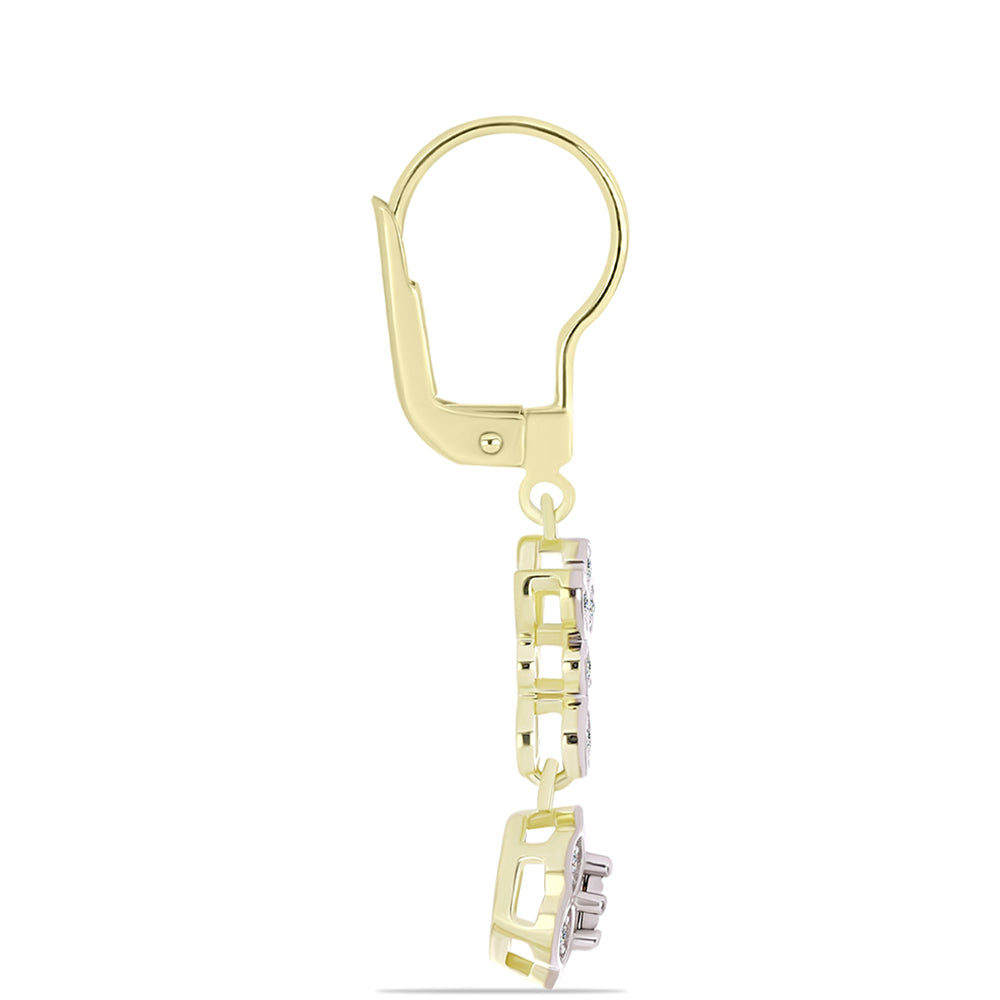 Arannyal Bevont Ezüst Fülbevaló Fehér Gyémánttal és Fehér Topázzal 2 