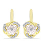 Arannyal Bevont Ezüst Fülbevaló Fehér Gyémánttal és Fehér Topázzal