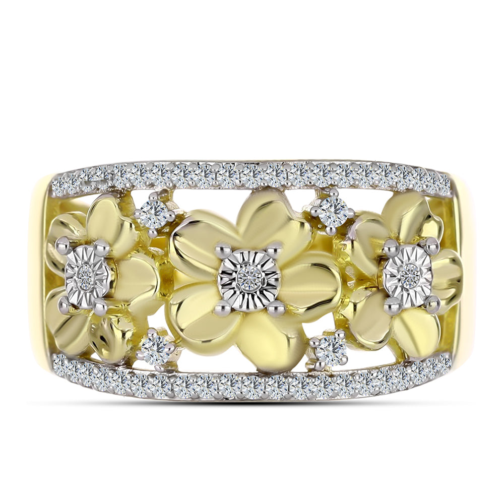 Arannyal Bevont Ezüst Gyűrű Fehér Gyémánttal és Fehér Topázzal