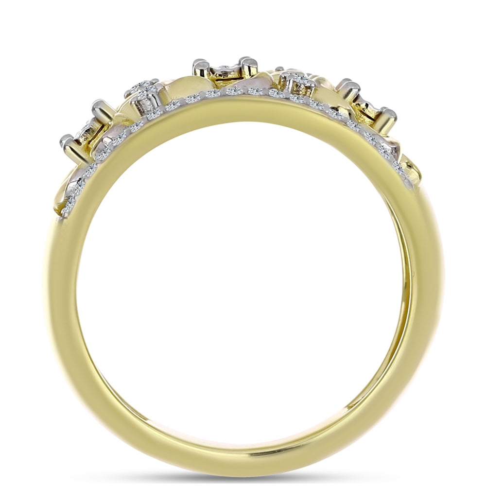 Arannyal Bevont Ezüst Gyűrű Fehér Gyémánttal és Fehér Topázzal