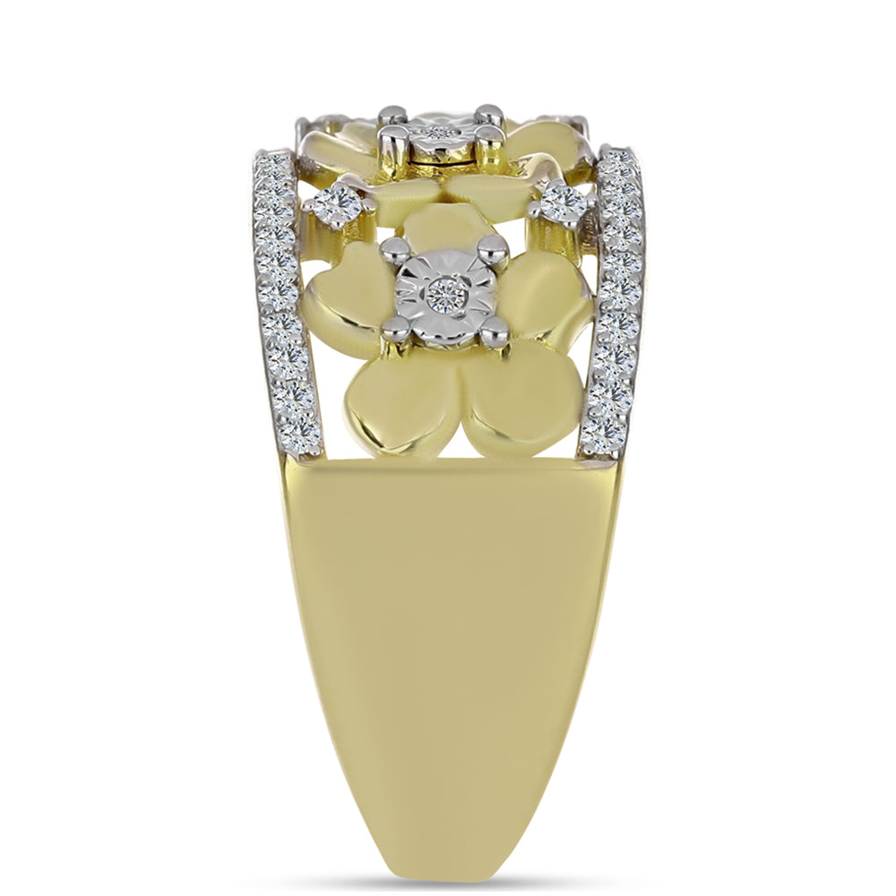 Arannyal Bevont Ezüst Gyűrű Fehér Gyémánttal és Fehér Topázzal 4 