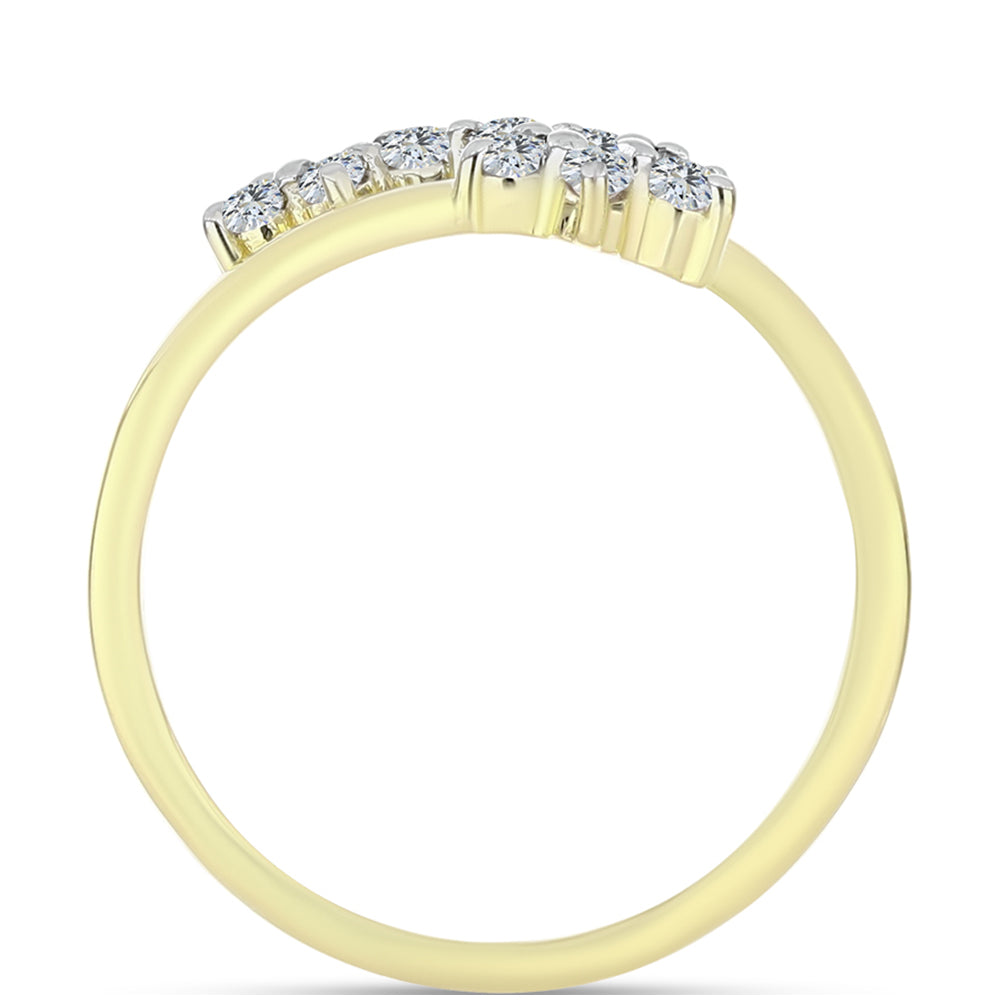 Arannyal Bevont Ezüst Gyűrű Fehér Gyémánttal és Fehér Topázzal 2 