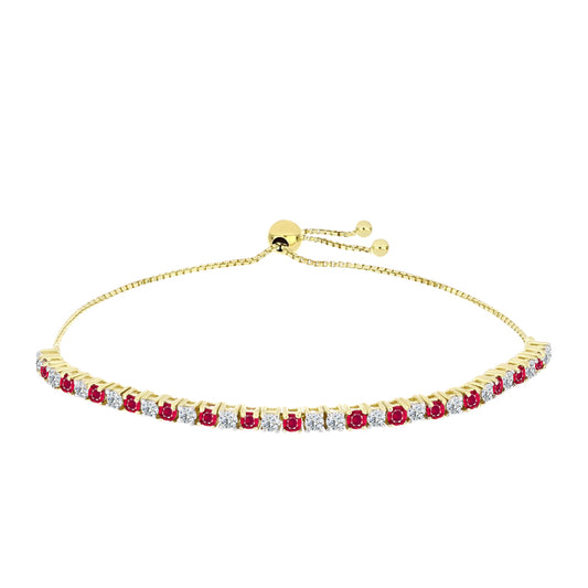 Arannyal Bevont Ezüst Karkötő Madagaszkári Rubinnal és Fehér Topázzal