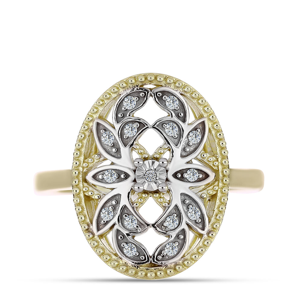 Arannyal Bevont Ezüst Gyűrű Fehér Gyémánttal és Fehér Topázzal 1 