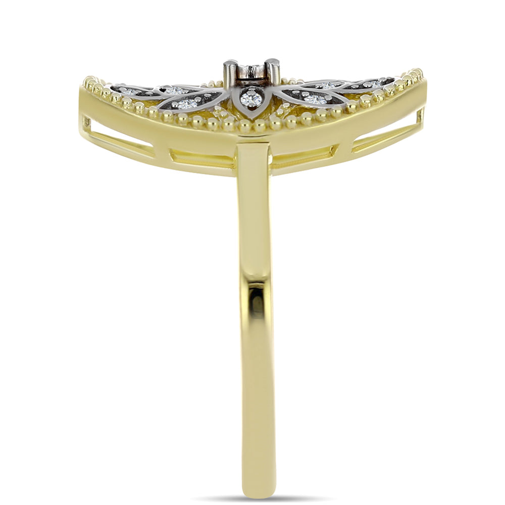 Arannyal Bevont Ezüst Gyűrű Fehér Gyémánttal és Fehér Topázzal 4 