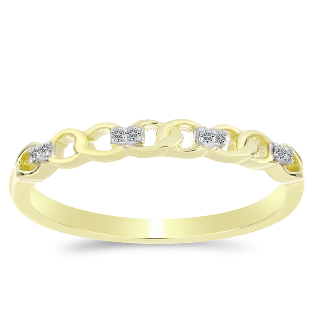 Arannyal Bevont Ezüst Gyűrű Fehér Gyémánttal