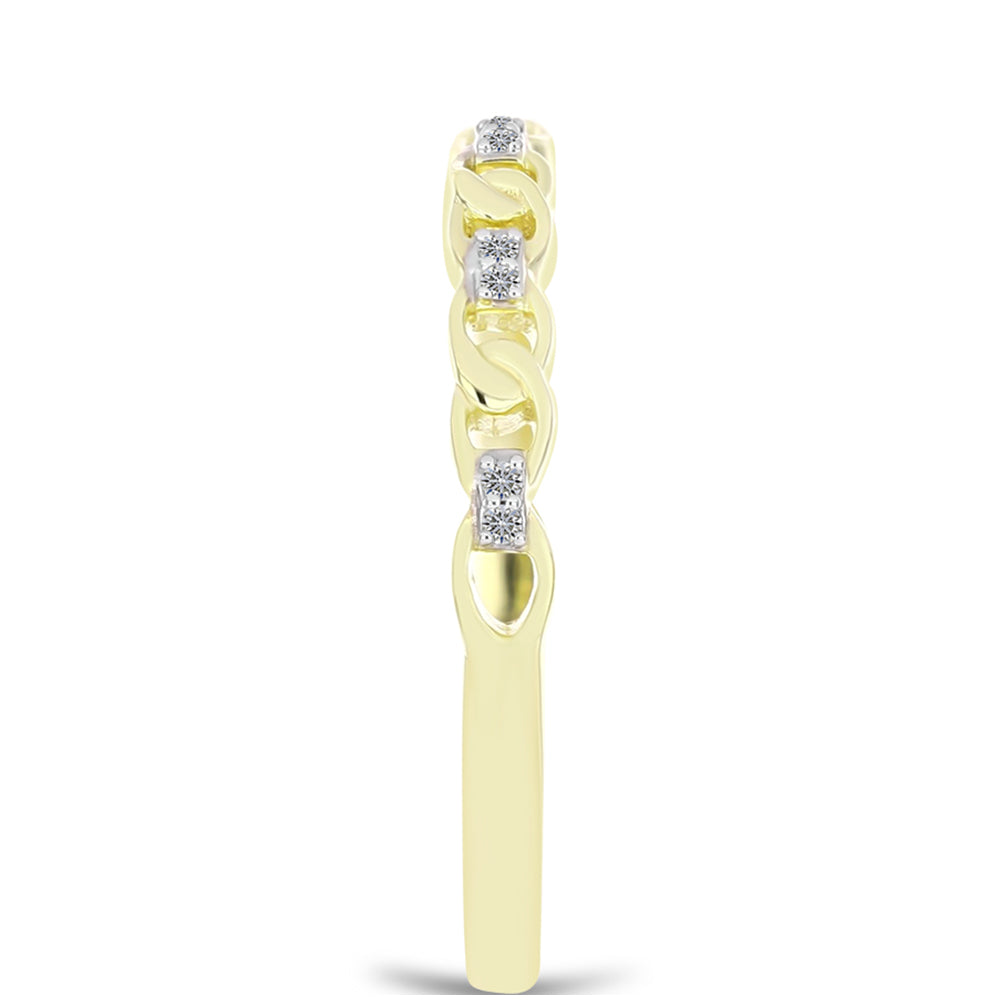 Arannyal Bevont Ezüst Gyűrű Fehér Gyémánttal