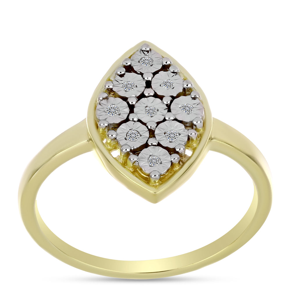 Arannyal Bevont Ezüst Gyűrű Fehér Gyémánttal 3 