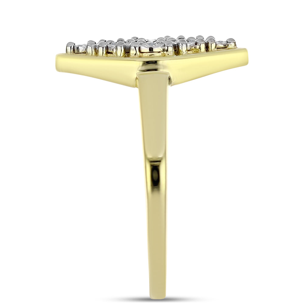 Arannyal Bevont Ezüst Gyűrű Fehér Gyémánttal