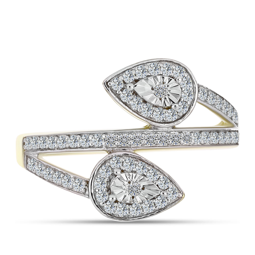 Arannyal Bevont Ezüst Gyűrű Fehér Gyémánttal és Fehér Topázzal