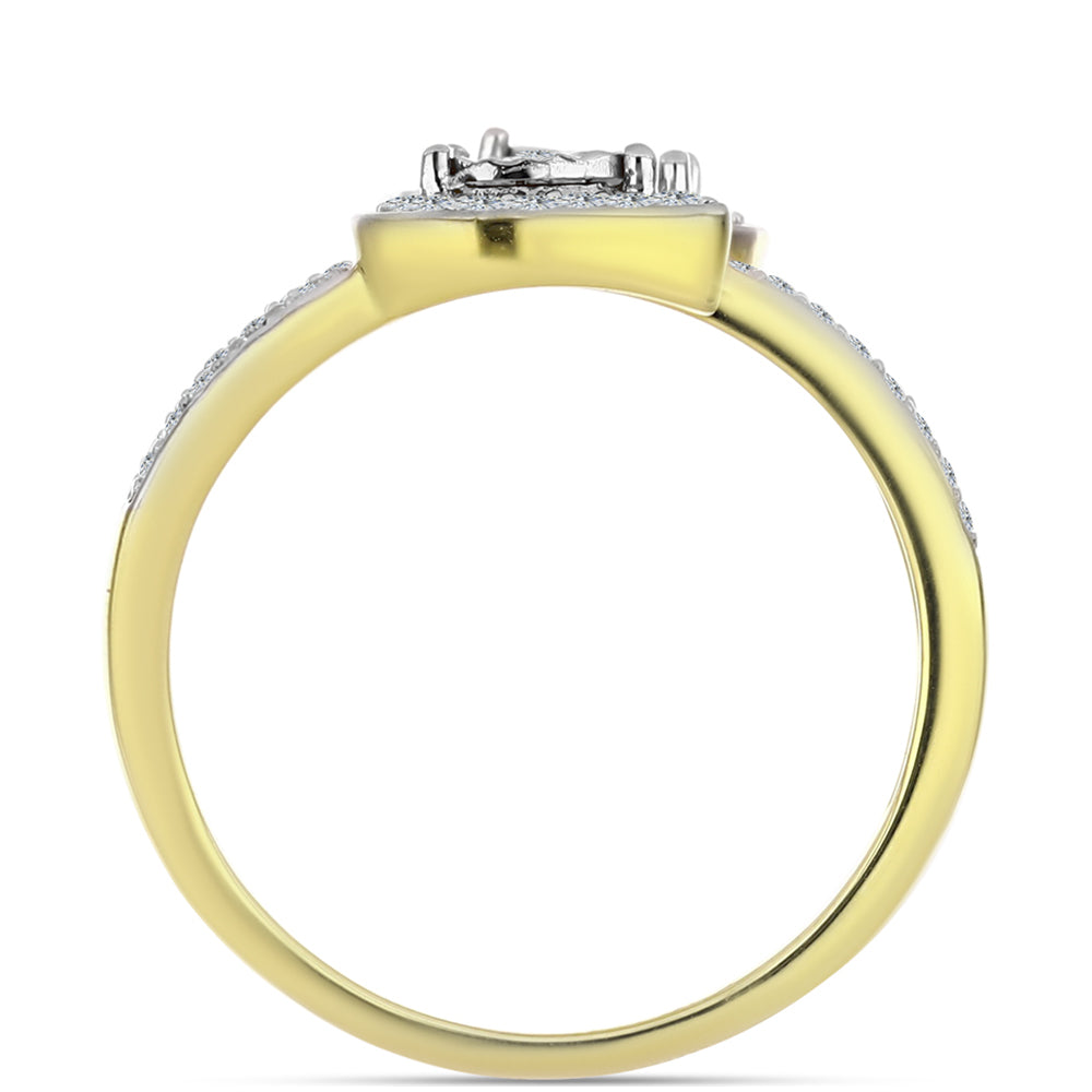 Arannyal Bevont Ezüst Gyűrű Fehér Gyémánttal és Fehér Topázzal 2 