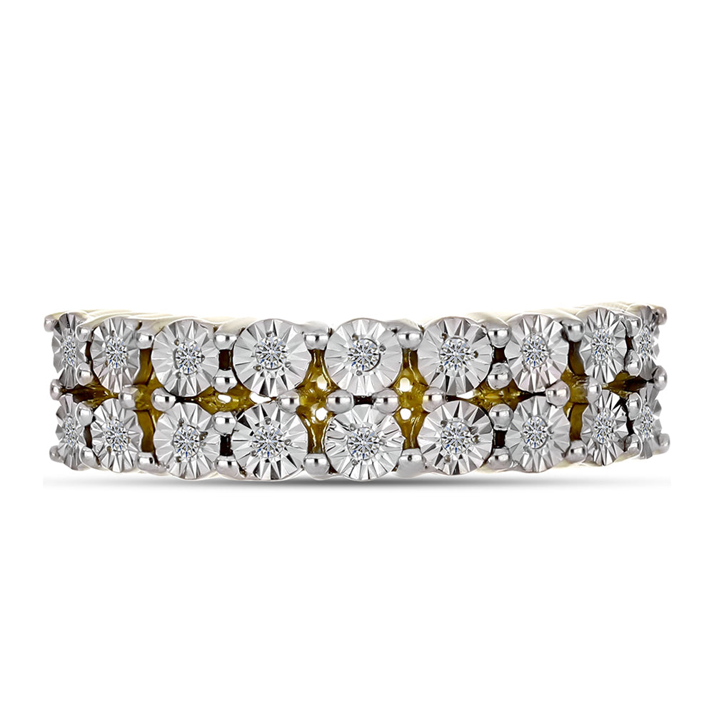 Arannyal Bevont Ezüst Gyűrű Fehér Gyémánttal