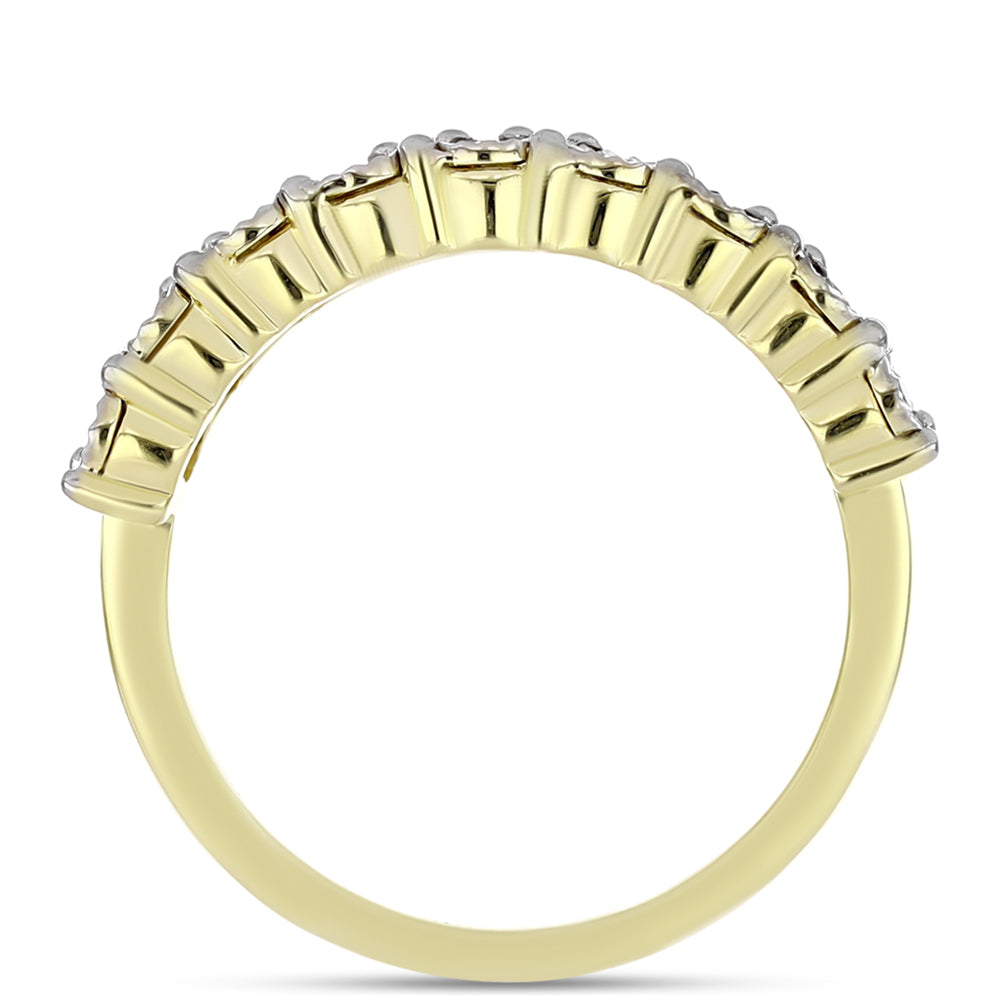 Arannyal Bevont Ezüst Gyűrű Fehér Gyémánttal